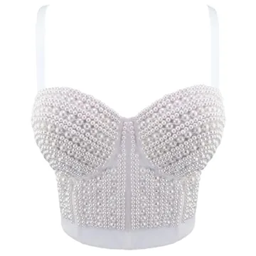 Fashionable Pearls Beaded Bustier Crop Top for Women