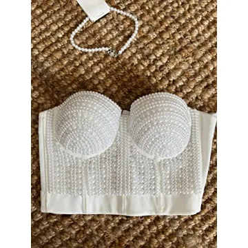 Fashionable Pearls Beaded Bustier Crop Top for Women