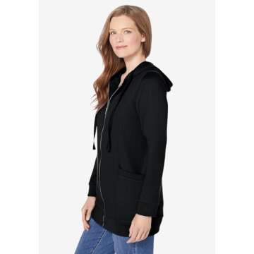 Woman Within Plus Size Zip Front Hoodie for Comfort Stylish