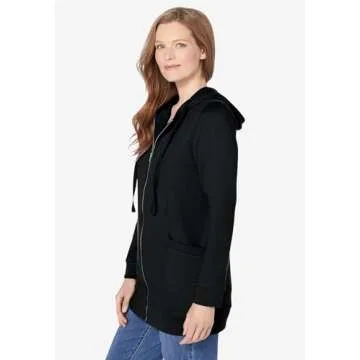 Woman Within Plus Size Zip Front Hoodie for Comfort Stylish