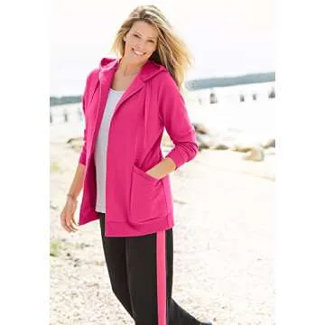 Woman Within Plus Size Zip Front Hoodie for Comfort Stylish