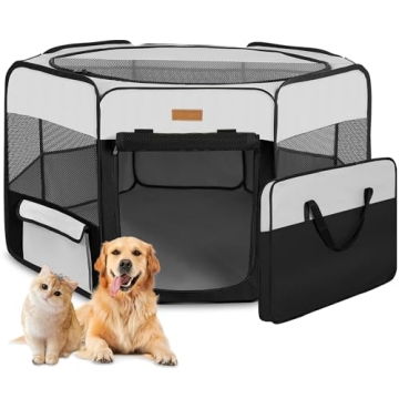 Dog Playpen, Portable Pet Play Pen for Cat, Puppies, Rabbits, Chickens, Foldable Large-Capacity Pet ...