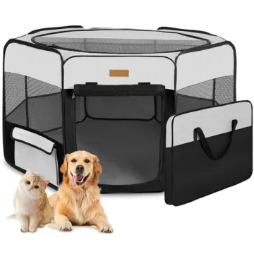 Dog Playpen, Portable Pet Play Pen for Cat, Puppies, Rabbits, Chickens, Foldable Large-Capacity Pet ...