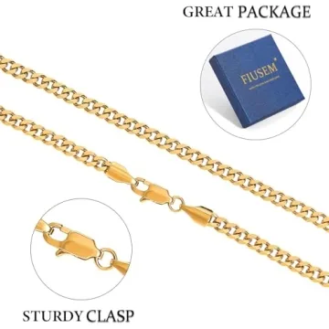 Fiusem Gold Cuban Chain Necklace for Unisex Elegance