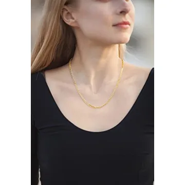Fiusem Gold Cuban Chain Necklace for Unisex Elegance