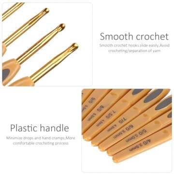 Fydun Clover Crochet Hooks Sets 8Pcs Clover Soft Touch Crochet Hooks Aluminum Ergonomic Knitting Needles Set for Crocheting Yarn Craft 2.5-6mm