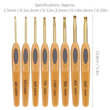 Fydun Clover Crochet Hooks Sets 8Pcs Clover Soft Touch Crochet Hooks Aluminum Ergonomic Knitting Needles Set for Crocheting Yarn Craft 2.5-6mm
