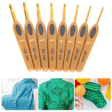 Fydun Clover Crochet Hooks Sets 8Pcs Clover Soft Touch Crochet Hooks Aluminum Ergonomic Knitting Needles Set for Crocheting Yarn Craft 2.5-6mm
