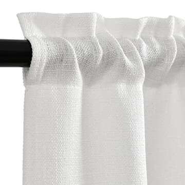 jinchan White Kitchen Curtains 36 Inch Length Farmhouse Rustic Drapes for Small Window Faux Linen We...
