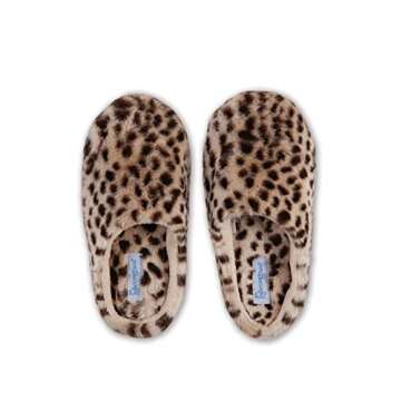 PajamaGram Women's Leopard Slip-On Bedroom Slippers Women, Large