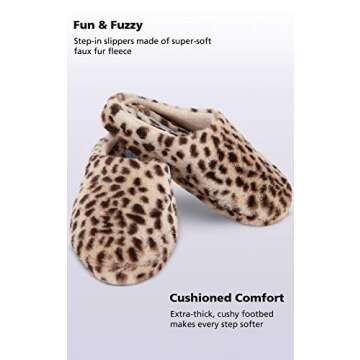 PajamaGram Women's Leopard Slip-On Bedroom Slippers Women, Large
