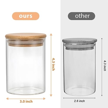 Elegant 2 Pack Glass Qtip Holders with Bamboo Lids