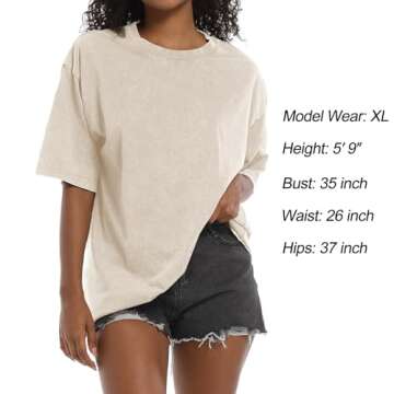Wrenpies Oversized T Shirts for Women Vintage Basic Boyfriend Tees Loose Fit Baggy Grunge Shirts Aci...