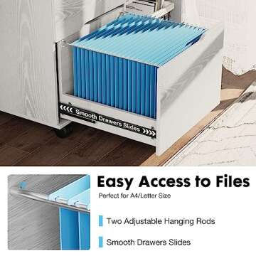 OLIXIS 3 Drawer Wood File Cabinet Small Mobile Lateral Filing Printer Stand Storage with Open Shelf Shelves for Home Office