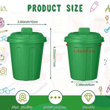 Zubebe 24 Pcs Green Mini Trash Can Mini Toy Garbage Can Small Desktop Storage Bin with Lids for Tras...