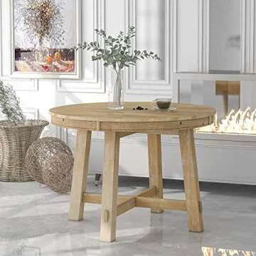 Stylish Merax Round Wood Extendable Dining Table