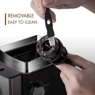 CHEFFANO Burr Coffee Grinder, Electric Coffee Bean Grinder [150W Max] with 8.8oz Large Bean Hopper & 17 Grinding Settings & High Up to 12 Cups Options for Espresso, French, Black (BG701) (Black03)