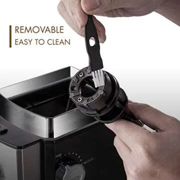 CHEFFANO Burr Coffee Grinder, Electric Coffee Bean Grinder [150W Max] with 8.8oz Large Bean Hopper & 17 Grinding Settings & High Up to 12 Cups Options for Espresso, French, Black (BG701) (Black03)