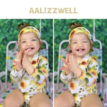 Aalizzwell Toddler Girls Sunflower Long Sleeve Swimwear