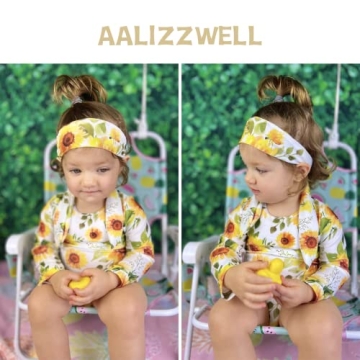 Aalizzwell Toddler Girls Sunflower Long Sleeve Swimwear