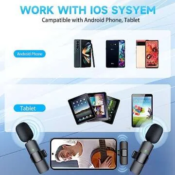 PQRQP Wireless Microphone for Android/Laptop, Mini Microphone, Microphone for Type-C Phone, Wireless Microphones, Wireless Lavalier Microphone, Microphone for Video Recording, YouTube, Vlog