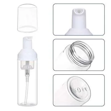 ROMROC 24 PCS Foam Pump Bottle Dispenser Refillable 2oz/60ml Empty Travel Size Foam Bottle for Lash Shampoo Hand Soap Shampoo Lash Cleanser Packaging Liquid Cleaning