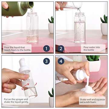 ROMROC 24 PCS Foam Pump Bottle Dispenser Refillable 2oz/60ml Empty Travel Size Foam Bottle for Lash Shampoo Hand Soap Shampoo Lash Cleanser Packaging Liquid Cleaning