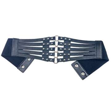 Fashion Women's Wide Waist Belt with Rivets and Buckle