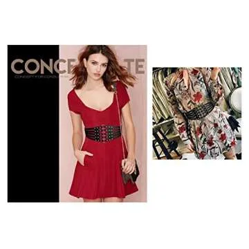 Fashion Women's Wide Waist Belt with Rivets and Buckle