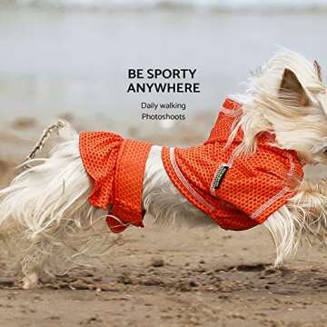 Fitwarm 2 Piece Dog Cooling Shirt and Skirt, Quick Dry Dog Summer Clothes for Small Dogs Girl, Breathable Pet Sun Protection Clothing, Stretchy Cat Outfit, Neon Orange, Small