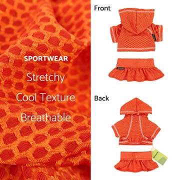 Fitwarm 2 Piece Dog Cooling Shirt and Skirt, Quick Dry Dog Summer Clothes for Small Dogs Girl, Breathable Pet Sun Protection Clothing, Stretchy Cat Outfit, Neon Orange, Small