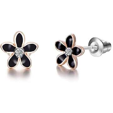 30 Pairs Stainless Steel Mixed Color Cute Animals Fox Heart Star Ladybug Bee Frog Mushroom Tree Daisy Umbrella Rose Gold White Pearl CZ Jewelry Stud Earrings Set (animal tree pearl)