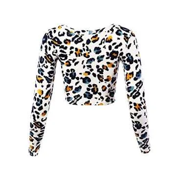 Basic Solid Stretchable Scoop Neck Long Sleeve Crop Top Blue Combo S