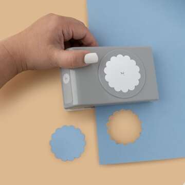 EK Tools Paper-punches, 2-Inch Scallop Circle, Gray, Metal Craft Punch, Stackable, Locks Shut, New Package