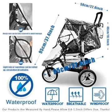 Stroller Rain Cover,Universal Stroller Accessory,Waterproof,Windproof Protection,Protect from Dust Snow,Baby Travel Weather Shield,Clear