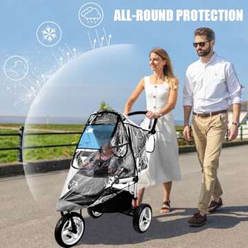 Stroller Rain Cover,Universal Stroller Accessory,Waterproof,Windproof Protection,Protect from Dust Snow,Baby Travel Weather Shield,Clear