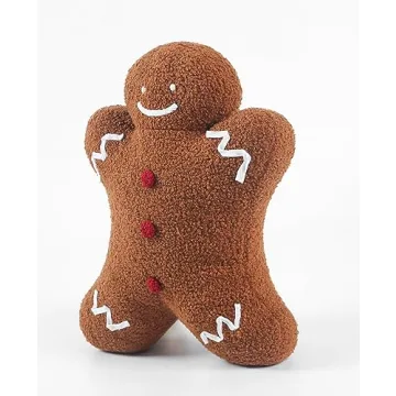 DALIYREPAL Plush Gingerbread Man Cushion for Christmas