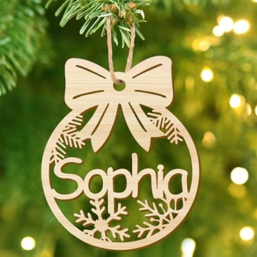 Personalized Wooden Christmas Ornaments 2024 - Custom Family Name
