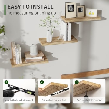 Rustic Wood Floating Shelves Set of 3 for Home Decor