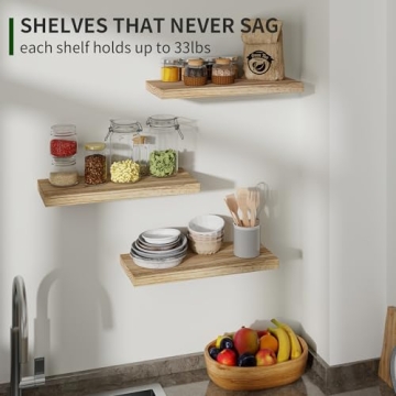 Rustic Wood Floating Shelves Set of 3 for Home Decor