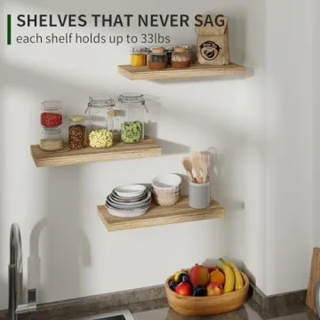 Rustic Wood Floating Shelves Set of 3 for Home Decor