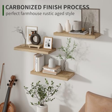 Rustic Wood Floating Shelves Set of 3 for Home Decor