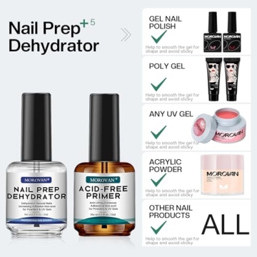 Morovan Nail Dehydrator & Primer Set for Acrylic Gel Nails
