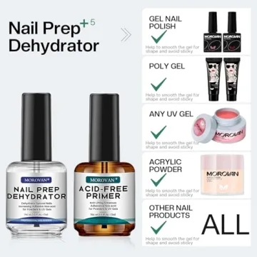 Morovan Nail Dehydrator & Primer Set for Acrylic Gel Nails