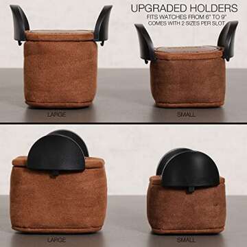 ROTHWELL Double Watch Winder for Automatic Watches with Quiet Motor with Multiple Speeds and Rotation Settings (Tan/Brown)