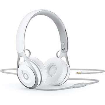 Beats EP Wired On-Ear Headphones - Battery Free for Unlimited Listening, Built in Mic and Controls - White