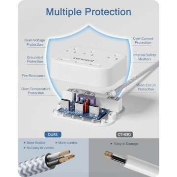 LENCENT 2 Prong Power Strip with USB & Mounting Options