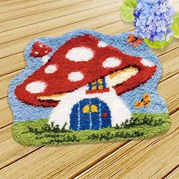 MLADEN Latch Hook Rug Kit DIY Crochet Yarn Kits Hooking Rug for Adults and Kids (Mushroom)