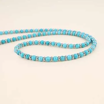 COAI Men's Women's Blue Stone Necklace Turquoise Necklace Healing Crystal Necklace