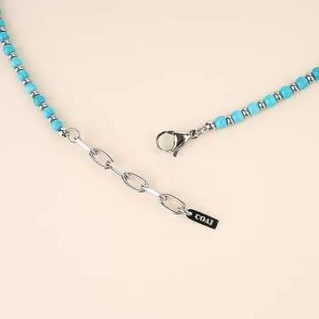 COAI Men's Women's Blue Stone Necklace Turquoise Necklace Healing Crystal Necklace